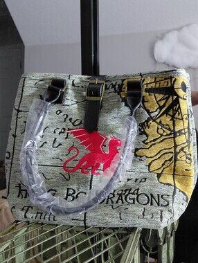 Here BE Dragon Graphic Tote Bag with Black Trim